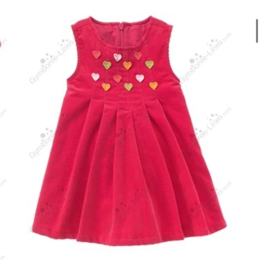 Gymboree pink Corduroy Kids Dress with Heart Accents 6/12m NWT